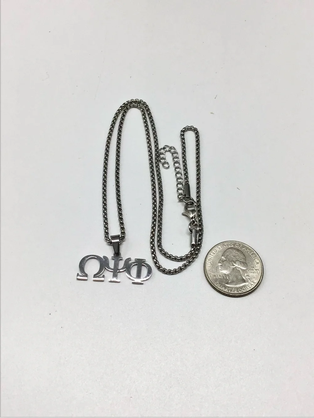 Omega Psi Phi Silver Stainless steel Greek Letter Necklace